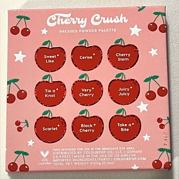 ColourPop Cherry Crush 9 Color Eyeshadow Red Pink Palette - Picture 2 of 6